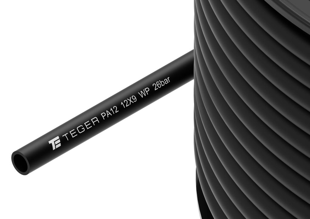 Wąż (przewód) tekalan Poliamid PA12 12X9mm 26bar Czarny TEGER, (sprzedawane po 100)