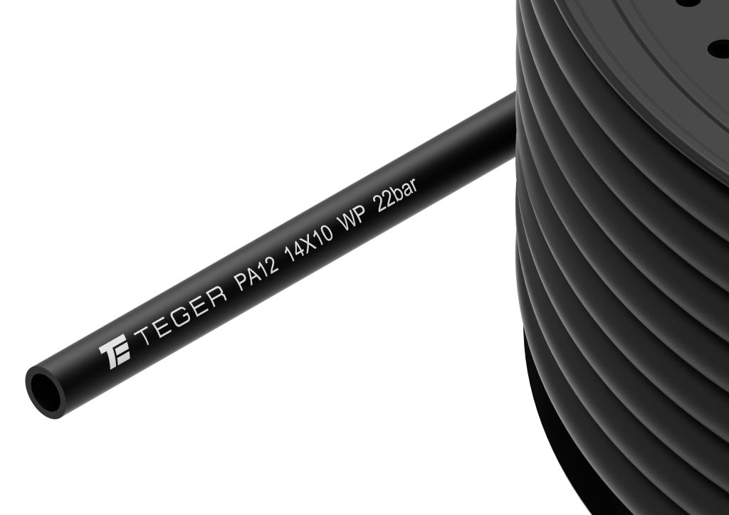 Wąż (przewód) tekalan Poliamid PA12 14X10mm 22bar Czarny TEGER, (sprzedawane po 50)