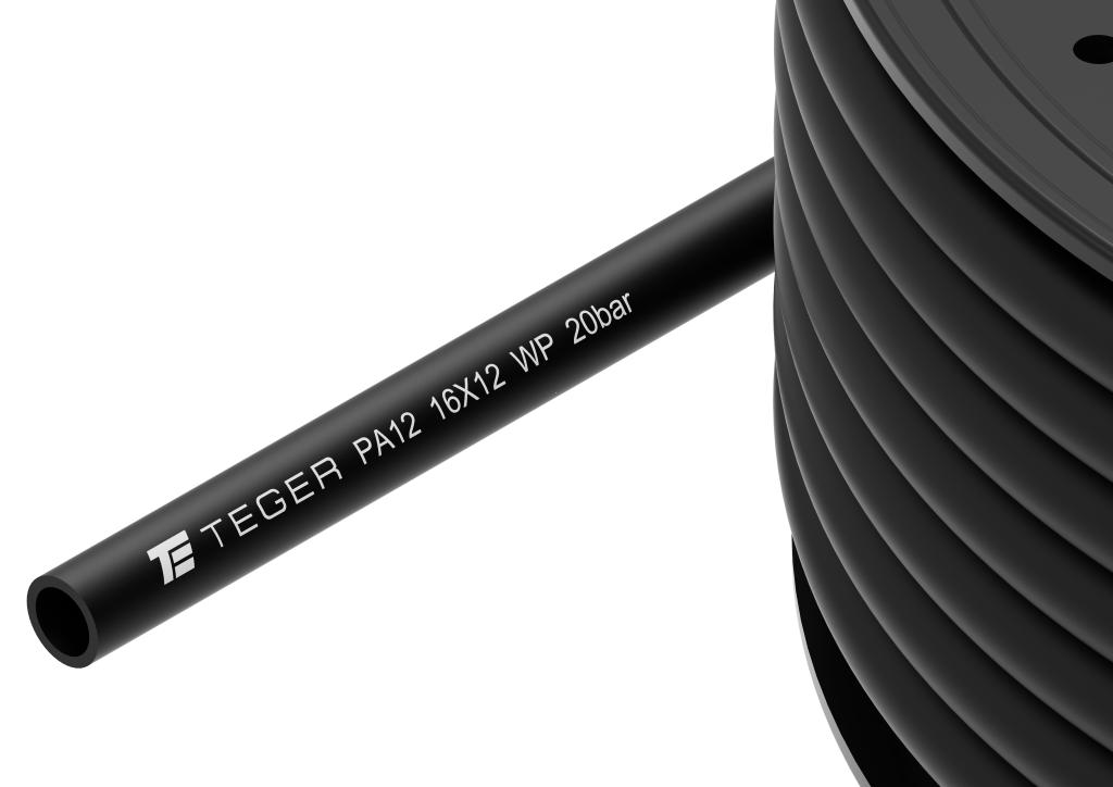 Wąż (przewód) tekalan Poliamid PA12 16X12mm 20bar Czarny TEGER, (sprzedawane po 50)