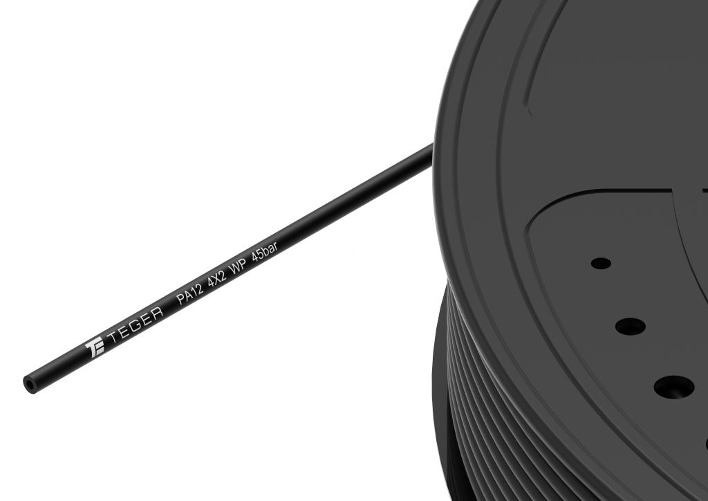 Wąż (przewód) tekalan Poliamid PA12 4X2mm 45bar Czarny TEGER, (sprzedawane po 200)