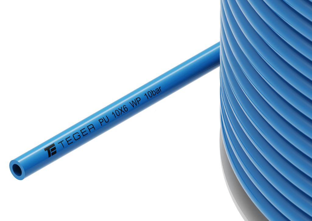 Wąż (przewód) tekalan Poliuretan PU 10X6mm 10bar Niebieski TEGER, (sprzedawane po 100)