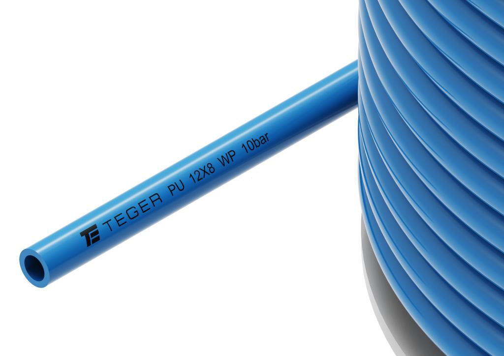 Wąż (przewód) tekalan Poliuretan PU 12X8mm 10bar Niebieski TEGER, (sprzedawane po 100)