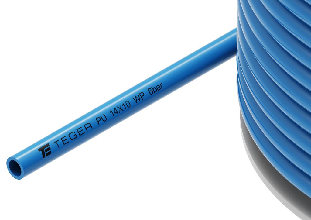 Wąż (przewód) tekalan Poliuretan PU 14X10mm 8bar Niebieski TEGER, (sprzedawane po 50)