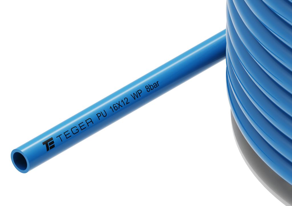 Wąż (przewód) tekalan Poliuretan PU 16X12mm 8bar Niebieski TEGER, (sprzedawane po 50)