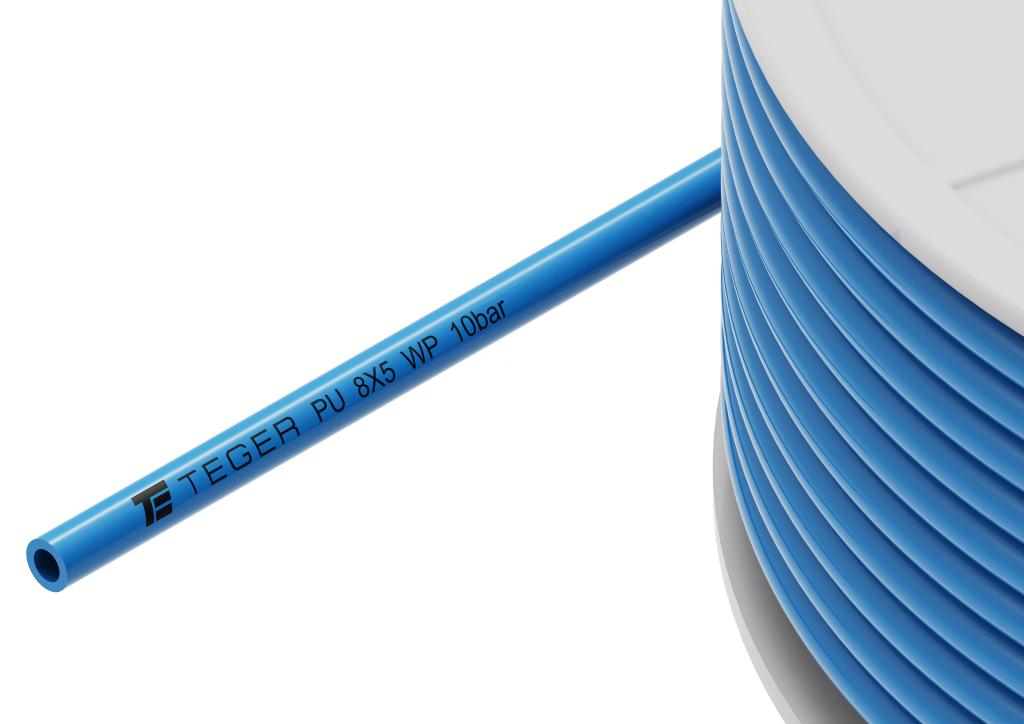 Wąż (przewód) tekalan Poliuretan PU 8X5mm 10bar Niebieski TEGER, (sprzedawane po 100)