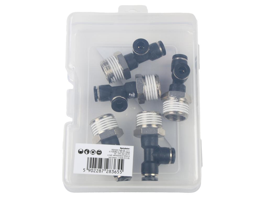Trójnik wtykowy tekalan (typ T) z gwintem zewnętrznym (teflon) z boku 6mm x 1/2" TEGER, (sprzedawane po 5)