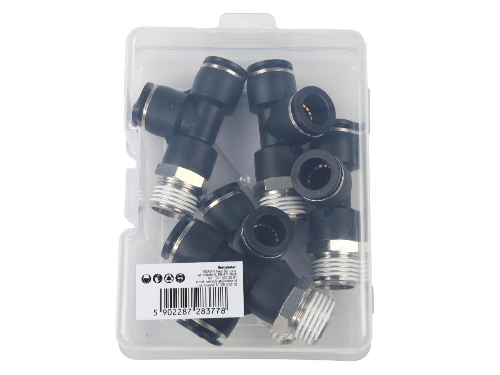Trójnik wtykowy tekalan (typ T) z gwintem zewnętrznym (teflon) z boku 12mm x 1/2" TEGER, (sprzedawane po 5)