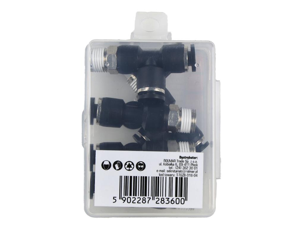 Trójnik wtykowy tekalan (typ T) z gwintem zewnętrznym (teflon) z boku 4mm x 1/8" TEGER, (sprzedawane po 5)