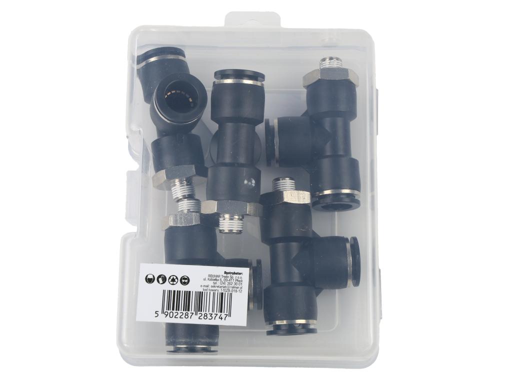 Trójnik wtykowy tekalan (typ T) z gwintem zewnętrznym (teflon) z boku 12mm x 1/8" TEGER, (sprzedawane po 5)