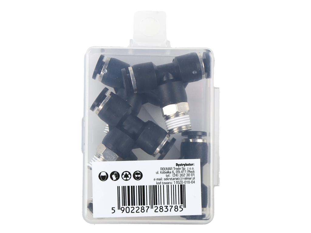 Trójnik wtykowy tekalan (typ T) z gwintem zewnętrznym (teflon) u góry 4mm x 1/8" TEGER, (sprzedawane po 5)