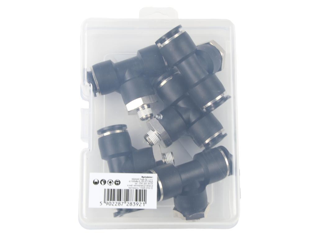 Trójnik wtykowy tekalan (typ T) z gwintem zewnętrznym (teflon) u góry 12mm x 1/8" TEGER, (sprzedawane po 5)