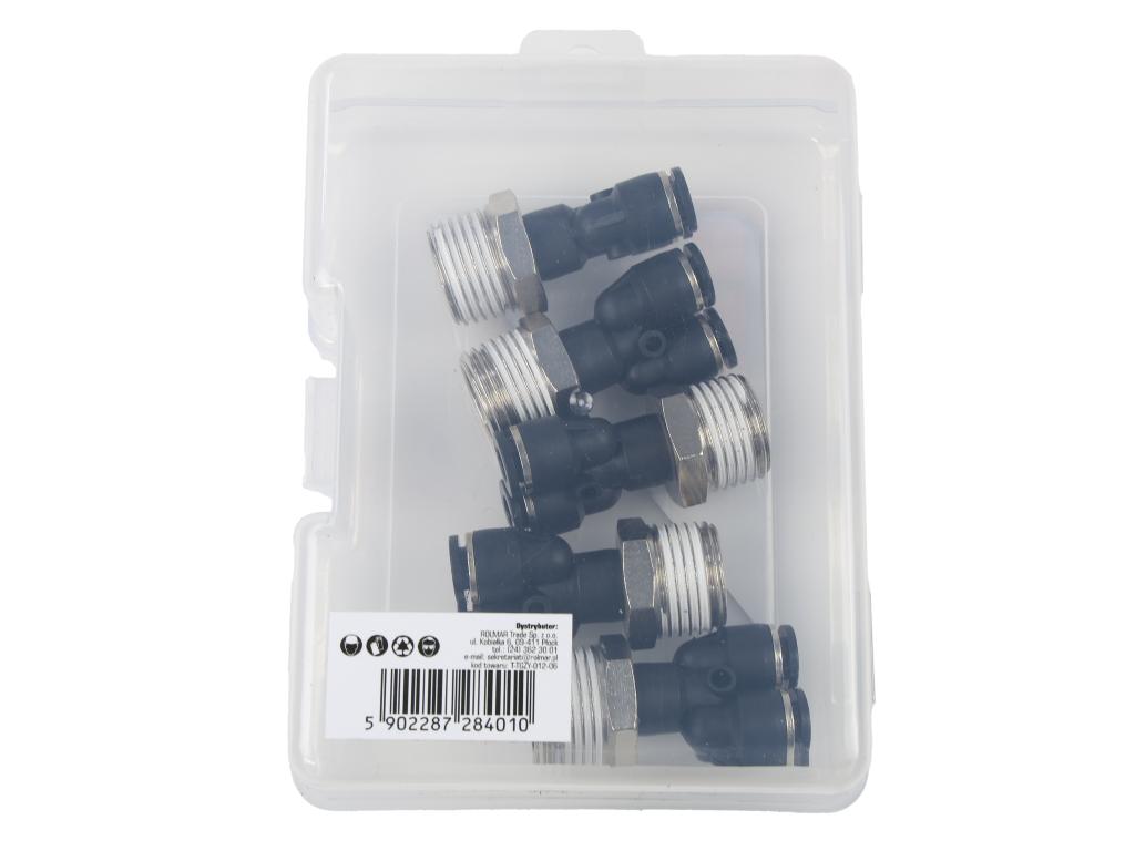 Trójnik wtykowy tekalan (typ Y) z gwintem zewnętrznym (teflon) 6mm x 1/2" TEGER, (sprzedawane po 5)