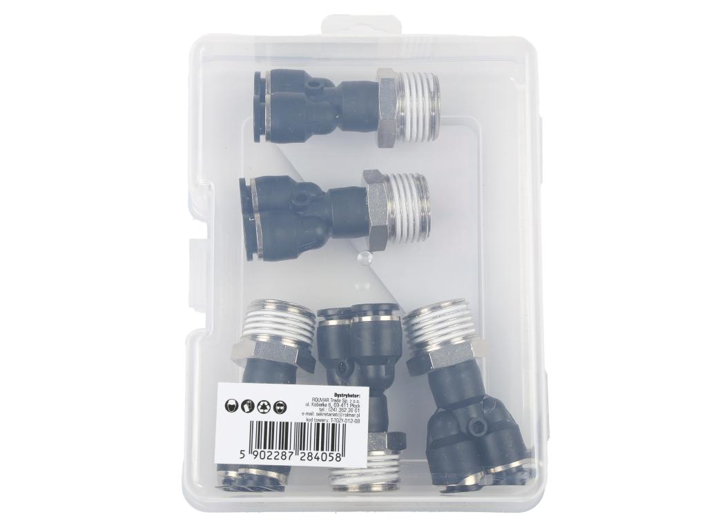 Trójnik wtykowy tekalan (typ Y) z gwintem zewnętrznym (teflon) 8mm x 1/2" TEGER, (sprzedawane po 5)