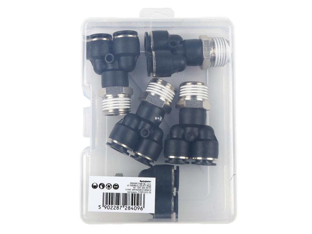 Trójnik wtykowy tekalan (typ Y) z gwintem zewnętrznym (teflon) 10mm x 1/2" TEGER, (sprzedawane po 5)