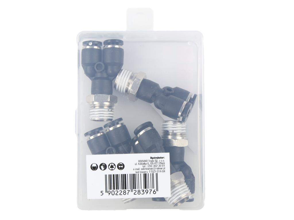 Trójnik wtykowy tekalan (typ Y) z gwintem zewnętrznym (teflon) 4mm x 1/4" TEGER, (sprzedawane po 5)