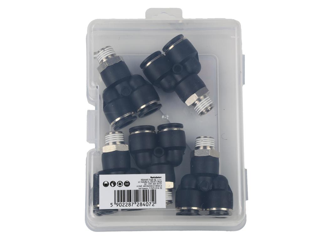 Trójnik wtykowy tekalan (typ Y) z gwintem zewnętrznym (teflon) 10mm x 1/4" TEGER, (sprzedawane po 5)