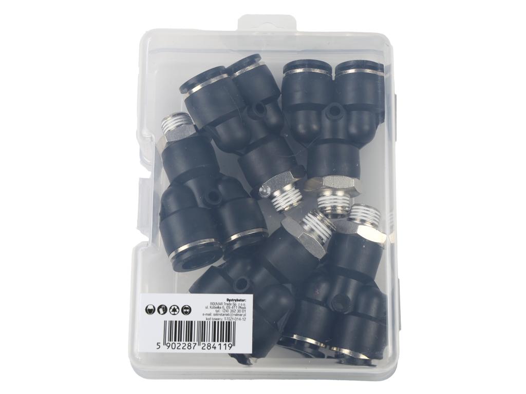 Trójnik wtykowy tekalan (typ Y) z gwintem zewnętrznym (teflon) 12mm x 1/4" TEGER, (sprzedawane po 5)