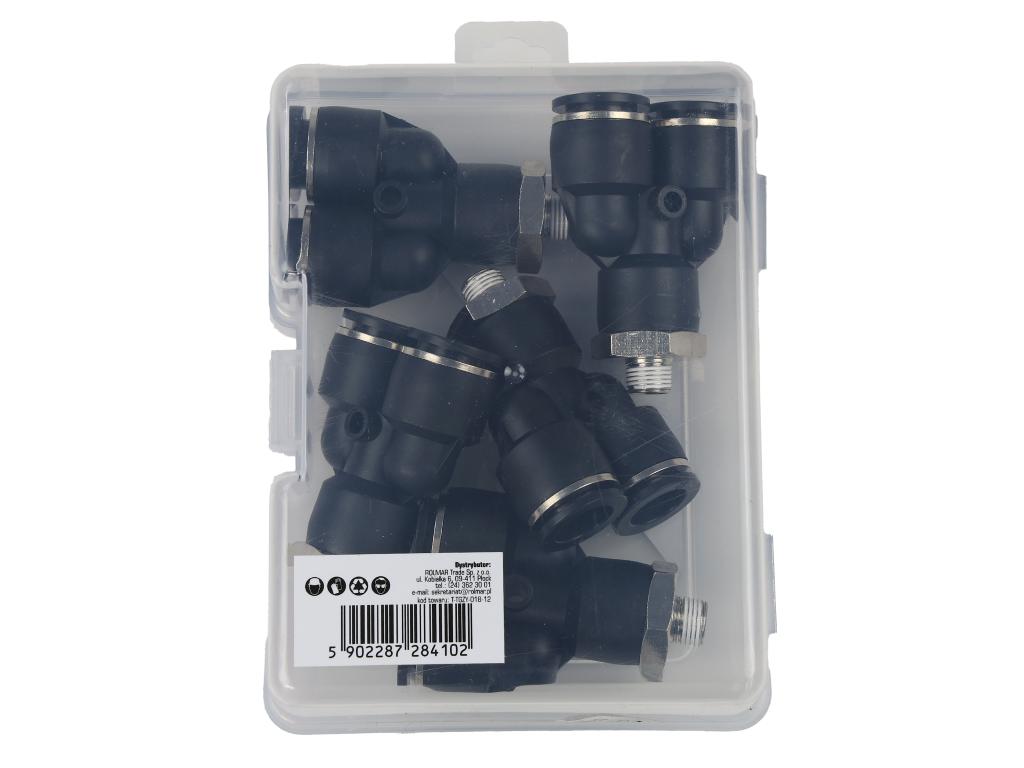 Trójnik wtykowy tekalan (typ Y) z gwintem zewnętrznym (teflon) 12mm x 1/8" TEGER, (sprzedawane po 5)