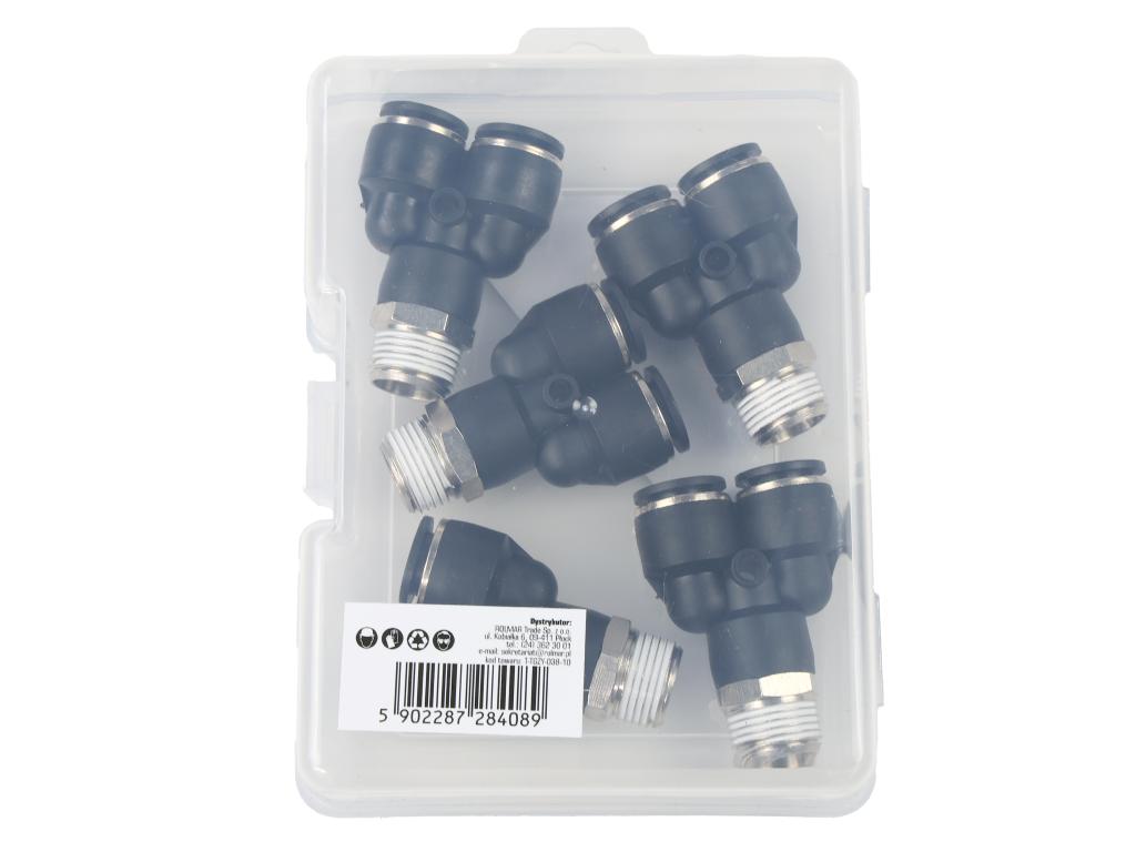 Trójnik wtykowy tekalan (typ Y) z gwintem zewnętrznym (teflon) 10mm x 3/8" TEGER, (sprzedawane po 5)