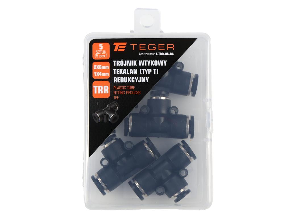 Trójnik wtykowy tekalan (typ T) redukcyjny 2x6mm / 1x4mm TEGER, (sprzedawane po 5)