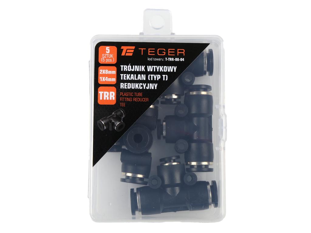 Trójnik wtykowy tekalan (typ T) redukcyjny 2x8mm / 1x4mm TEGER, (sprzedawane po 5)