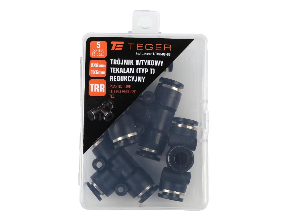 Trójnik wtykowy tekalan (typ T) redukcyjny 2x8mm / 1x6mm TEGER, (sprzedawane po 5)