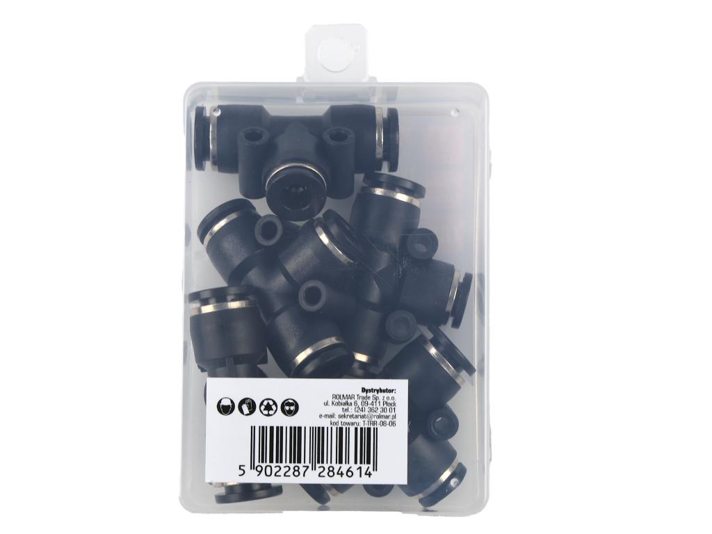 Trójnik wtykowy tekalan (typ T) redukcyjny 2x8mm / 1x6mm TEGER, (sprzedawane po 5)