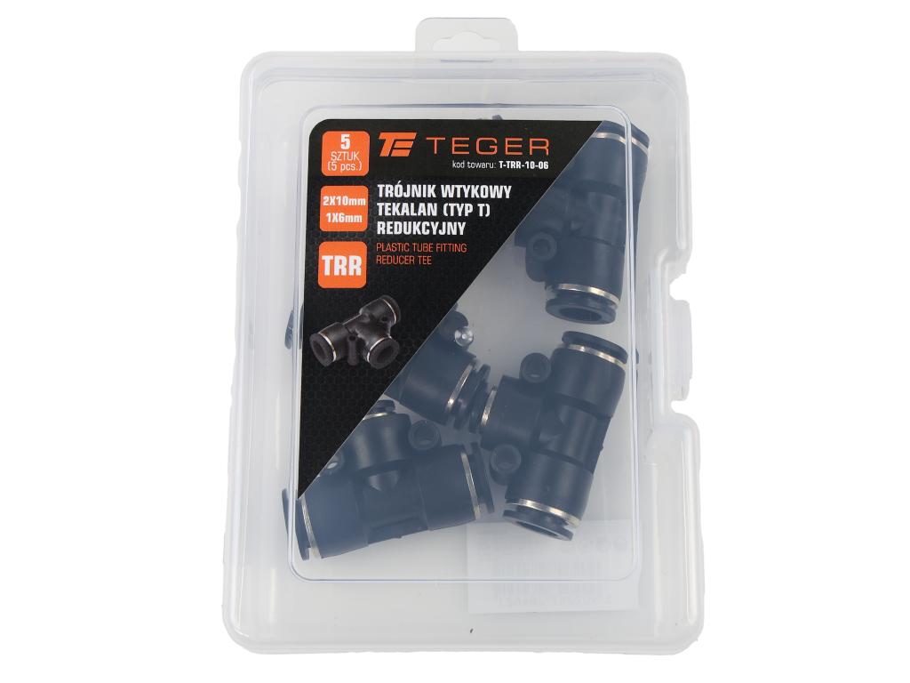 Trójnik wtykowy tekalan (typ T) redukcyjny 2x10mm / 1x6mm TEGER, (sprzedawane po 5)
