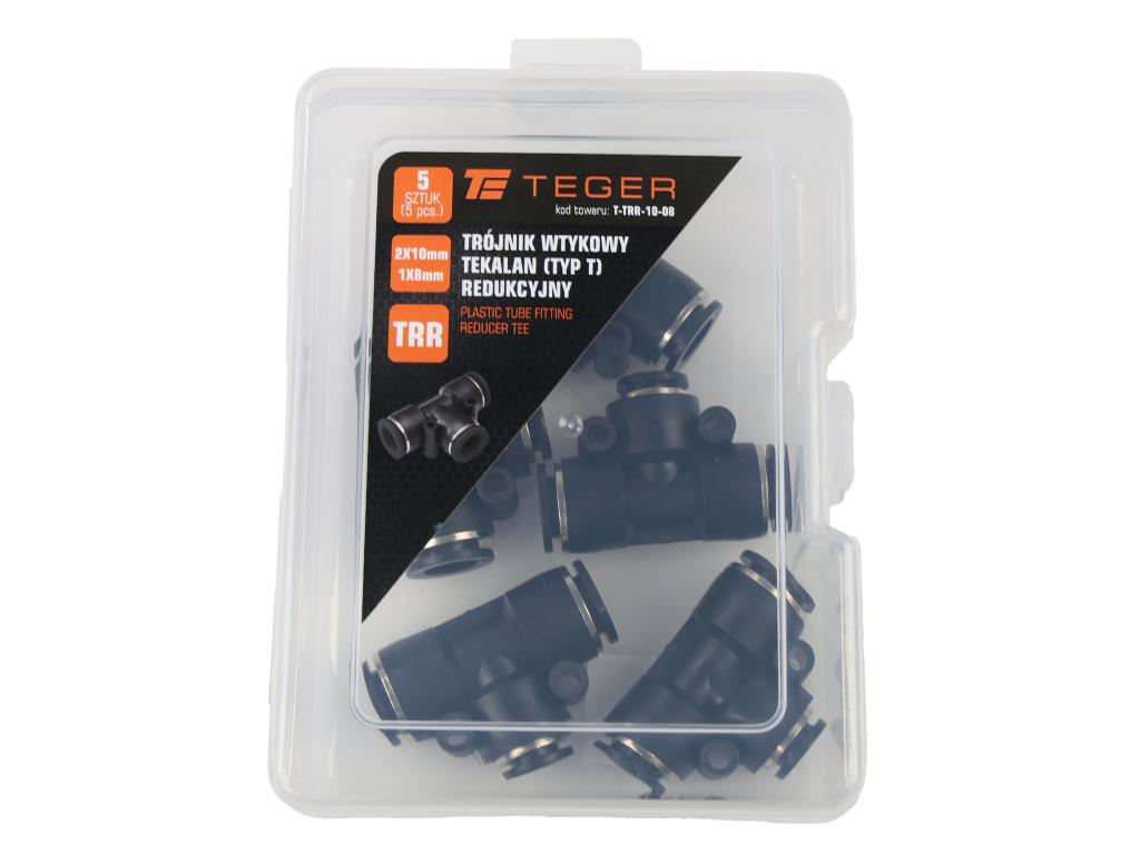 Trójnik wtykowy tekalan (typ T) redukcyjny 2x10mm / 1x8mm TEGER, (sprzedawane po 5)