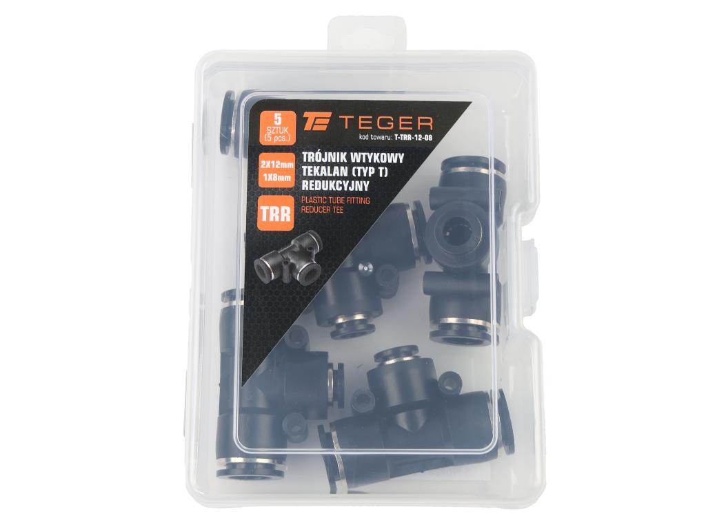 Trójnik wtykowy tekalan (typ T) redukcyjny 2x12mm / 1x8mm TEGER, (sprzedawane po 5)