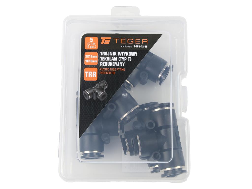 Trójnik wtykowy tekalan (typ T) redukcyjny 2x12mm / 1x10mm TEGER, (sprzedawane po 5)