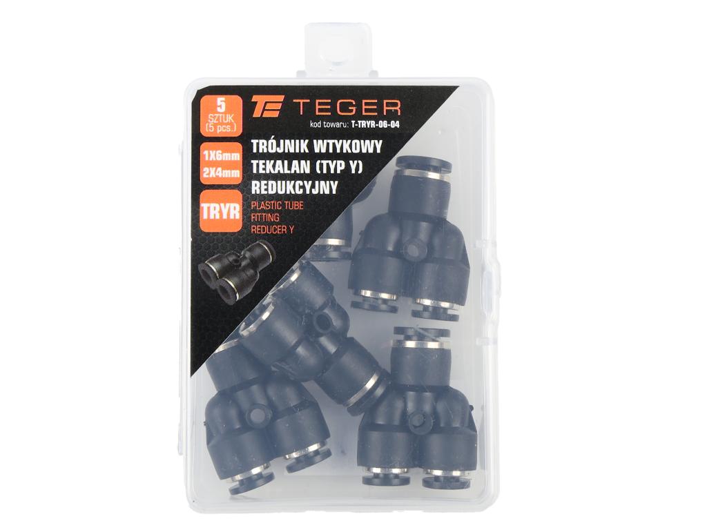 Trójnik wtykowy tekalan (typ Y) redukcyjny 2x6mm / 1x4mm TEGER, (sprzedawane po 5)