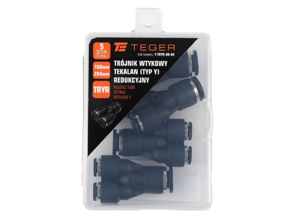 Trójnik wtykowy tekalan (typ Y) redukcyjny 2x8mm / 1x4mm TEGER, (sprzedawane po 5)