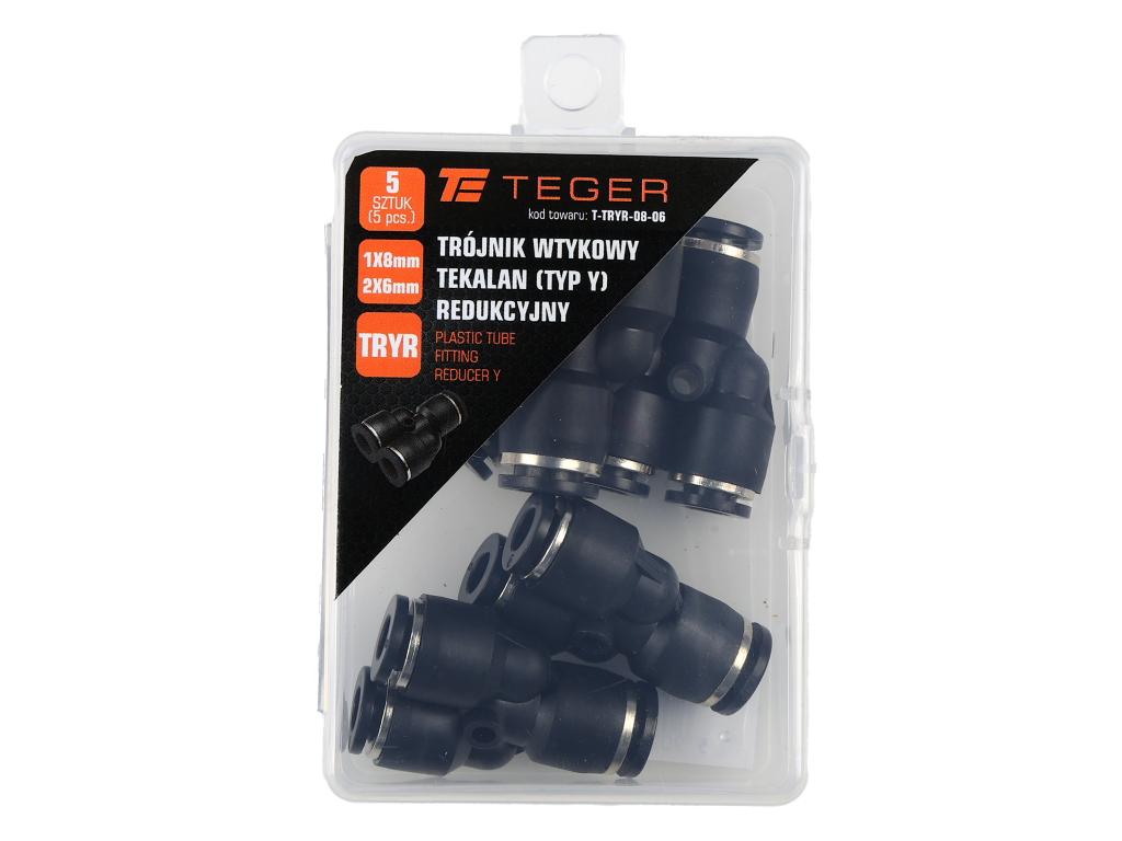 Trójnik wtykowy tekalan (typ Y) redukcyjny 2x8mm / 1x6mm TEGER, (sprzedawane po 5)