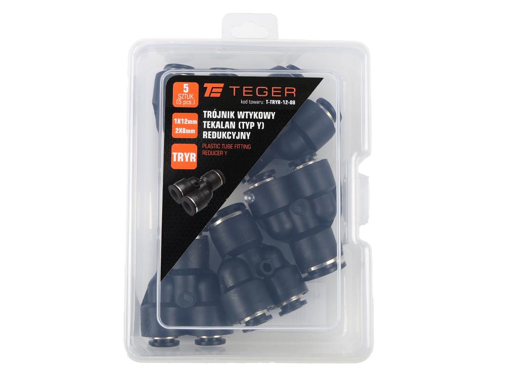 Trójnik wtykowy tekalan (typ Y) redukcyjny 2x12mm / 1x8mm TEGER, (sprzedawane po 5)