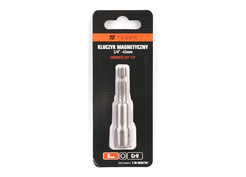 Kluczyk magnetyczny HEX 1/4" 8x65 mm, CR-V, Teger