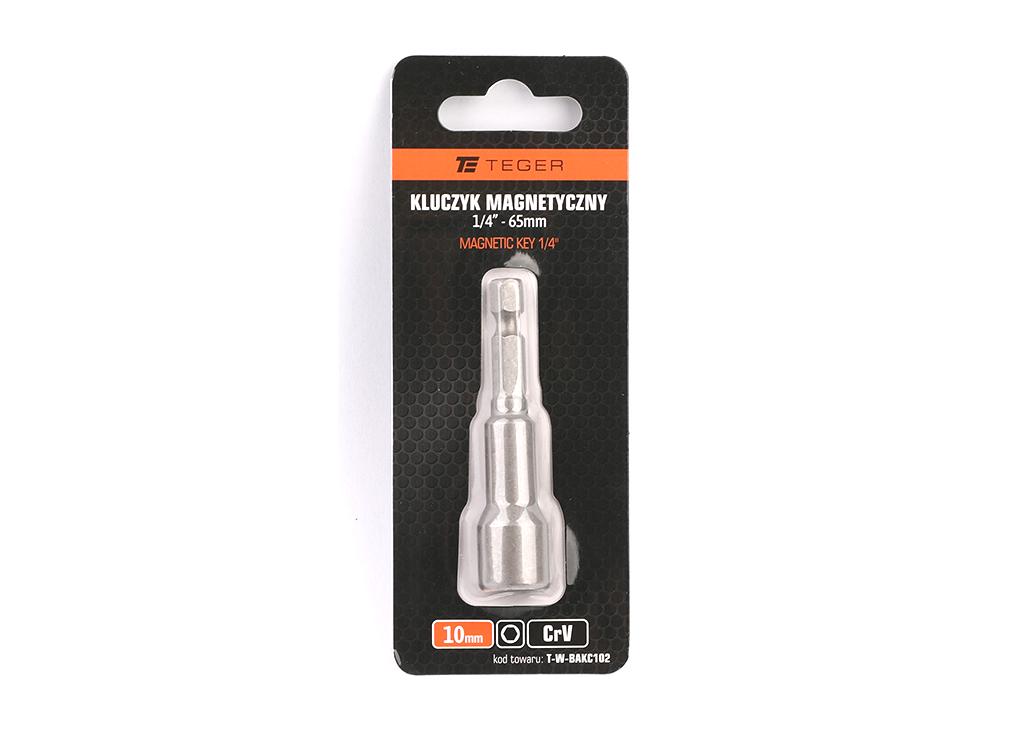 Kluczyk magnetyczny HEX 1/4" 10x65 mm, CR-V, Teger