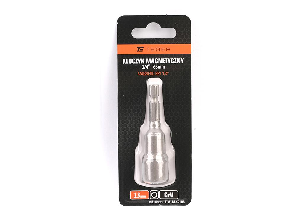 Kluczyk magnetyczny HEX 1/4" 13x65 mm, CR-V, Teger