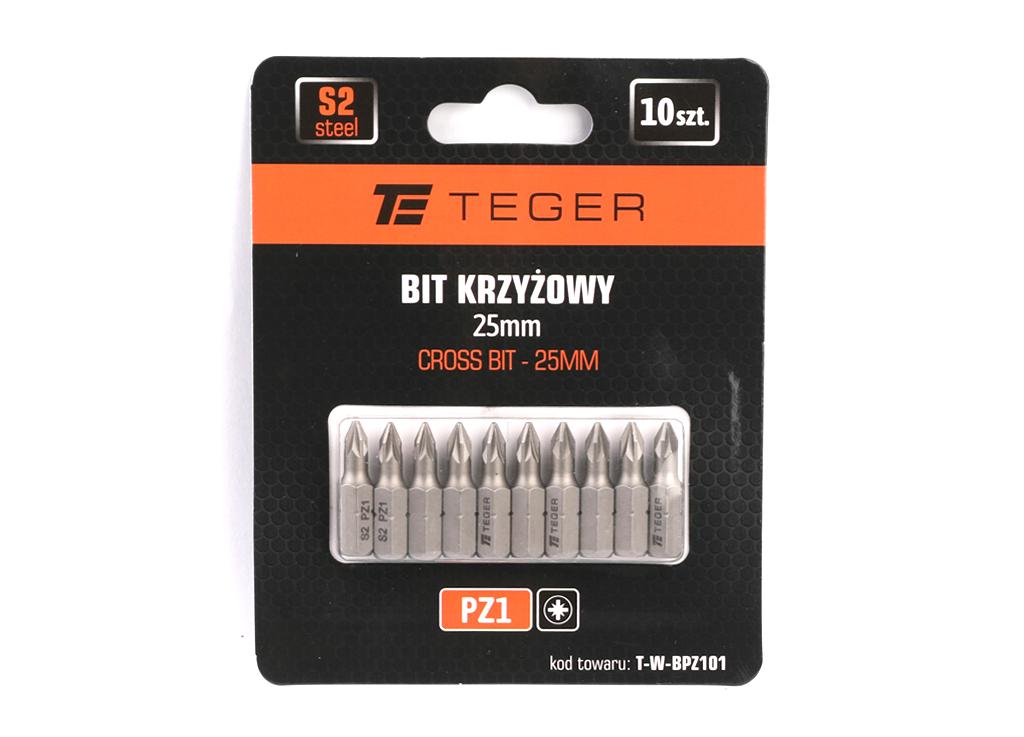 Bit krzyżowy PZ 1x25 mm, (10 szt), S2, Teger