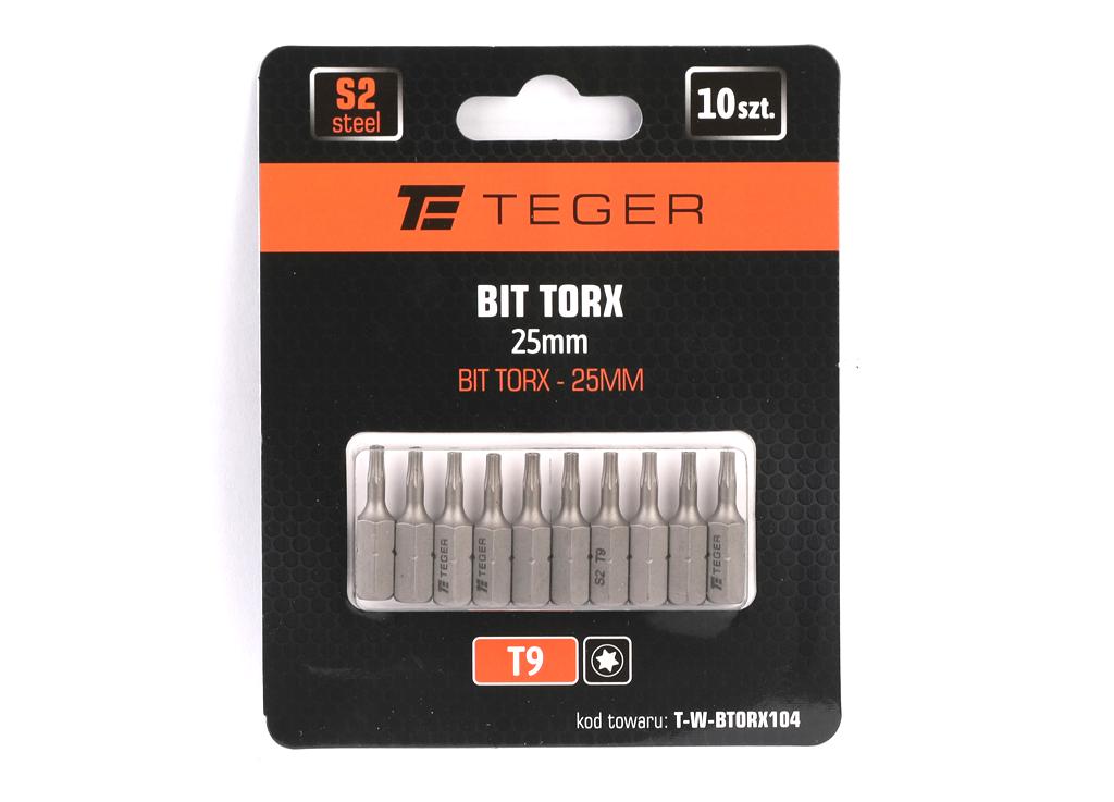Bit TORX T9x25 mm, (10 szt), S2, Teger