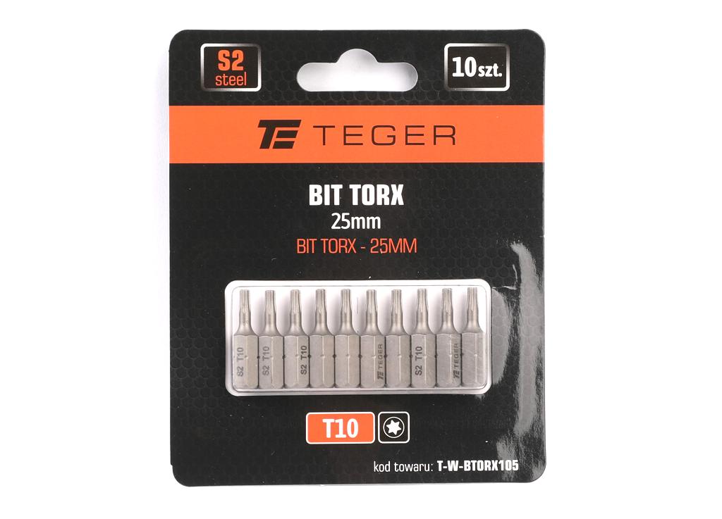 Bit TORX T10x25 mm, (10 szt), S2, Teger