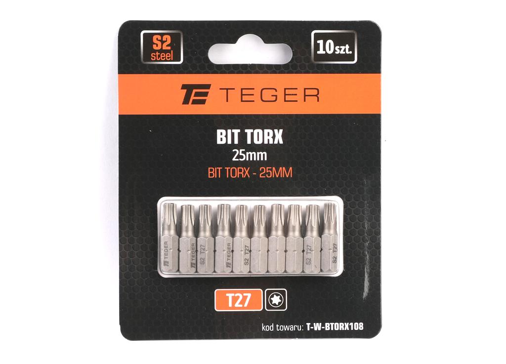 Bit TORX T27x25 mm, (10 szt), S2, Teger