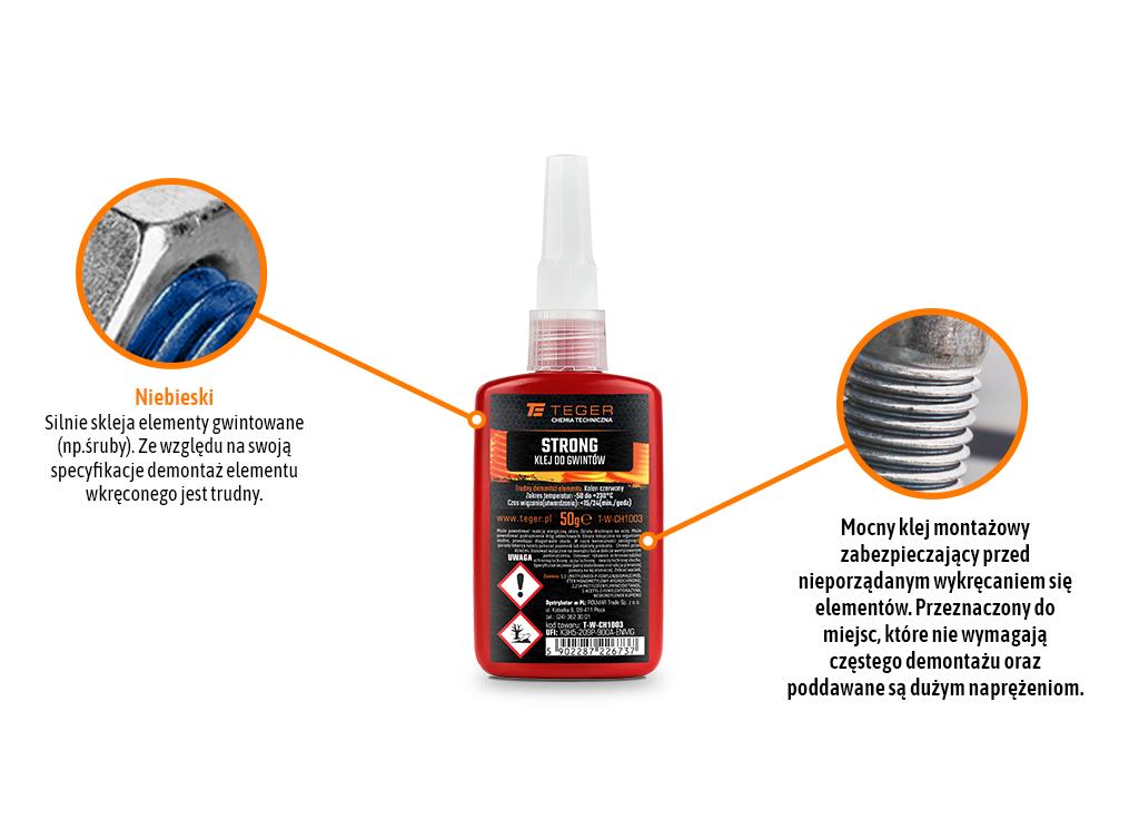 Klej do gwintów MEDIUM - niebieski 50g / TEGER