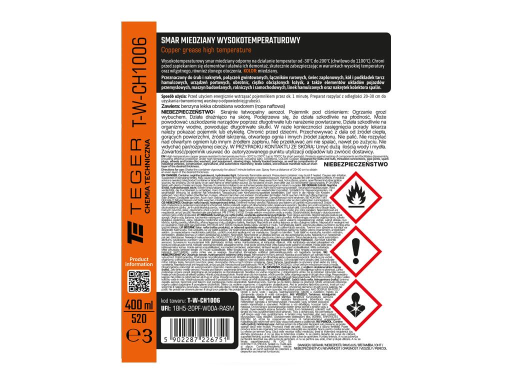 Smar miedziany wysokotemperaturowy 400 ml  / TEGER