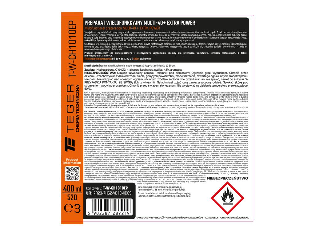 Preparat wielofunkcyjny MULTI-40 EXTRA POWER, 400ml, Teger
