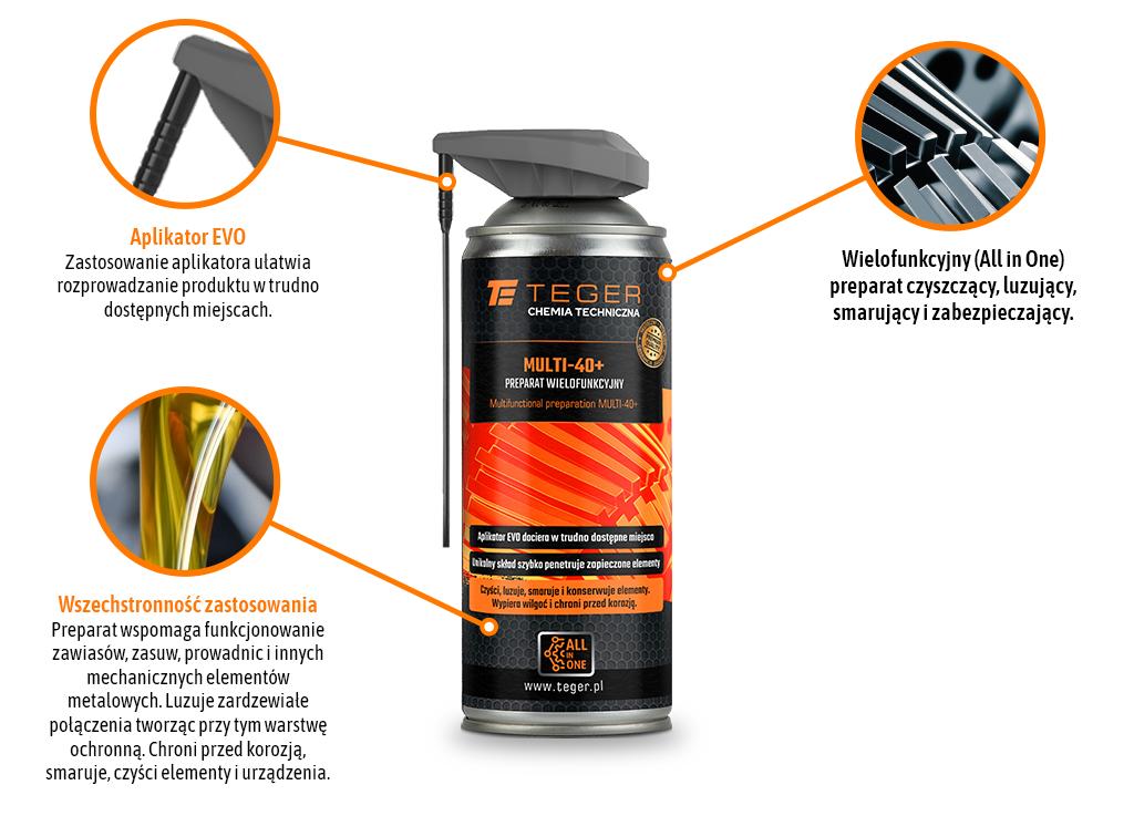 Preparat wielofunkcyjny MULTI-40+ z aplikatorem EVO  400ml / TEGER