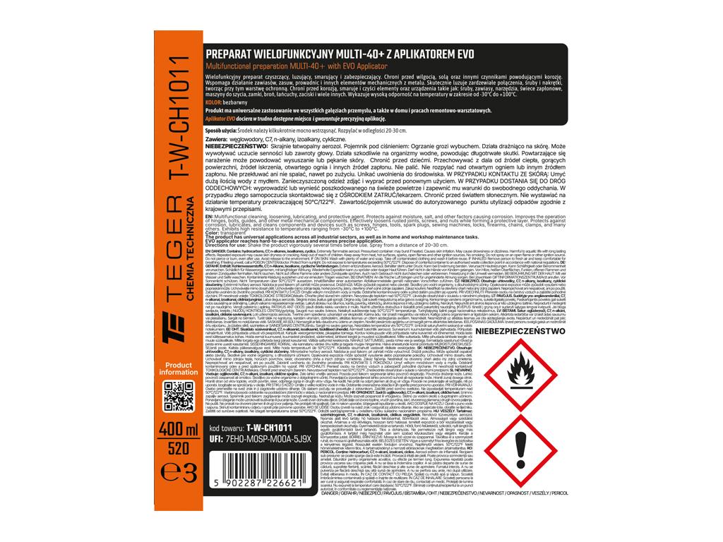 Preparat wielofunkcyjny MULTI-40+ z aplikatorem EVO  400ml / TEGER