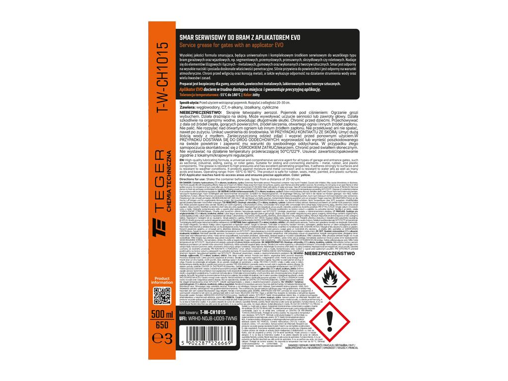 Smar serwisowy do bram  z aplikatorem EVO 500 ml / TEGER