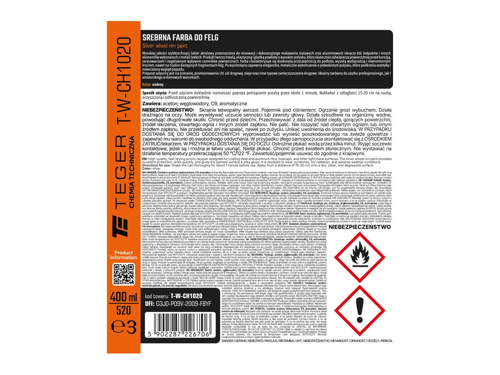 Srebrna farba do felg  400 ml / TEGER