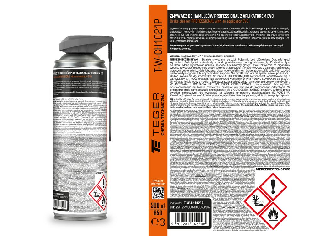 Zmywacz do hamulców PROFESSIONAL z aplikatorem EVO, 500ml, Teger